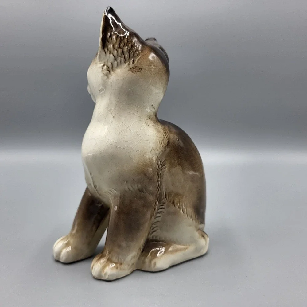 Vtg Mid Century Nippon Yoko Boeki Brown Ceramic Kitty Cat MCM Made in Japan